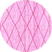 Round Machine Washable Solid Pink Modern Rug, wshabs3070pnk