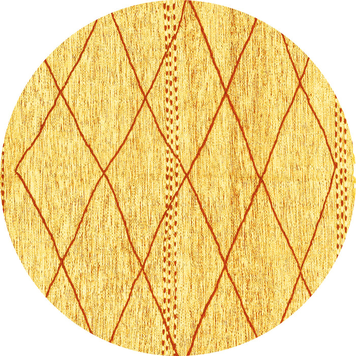 Round Machine Washable Solid Yellow Modern Rug, wshabs3070yw