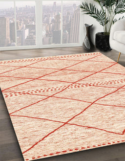 Machine Washable Abstract Orange Rug in a Family Room, wshabs3070