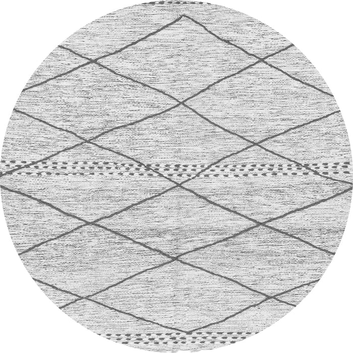 Round Machine Washable Solid Gray Modern Rug, wshabs3070gry