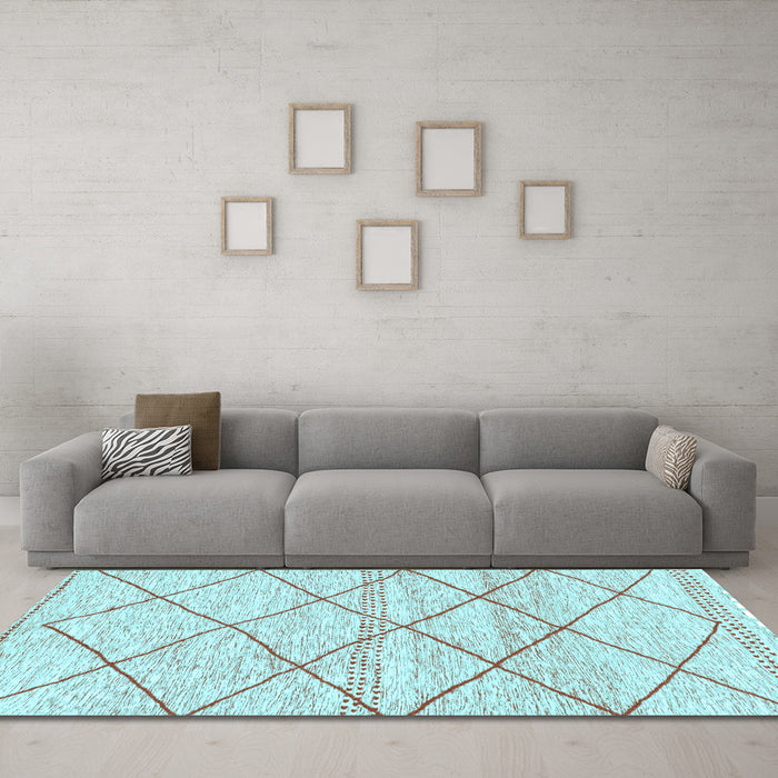 Machine Washable Solid Light Blue Modern Rug in a Living Room, wshabs3070lblu