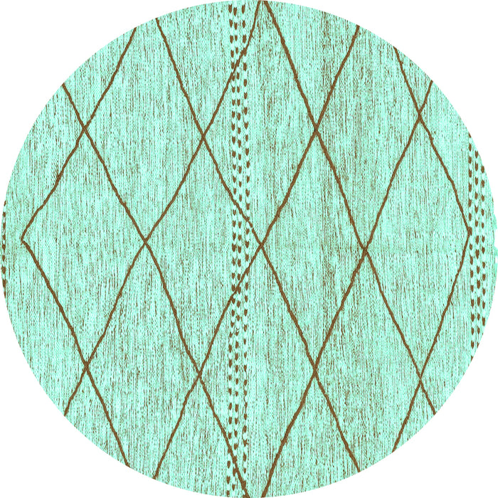 Round Machine Washable Solid Turquoise Modern Area Rugs, wshabs3070turq