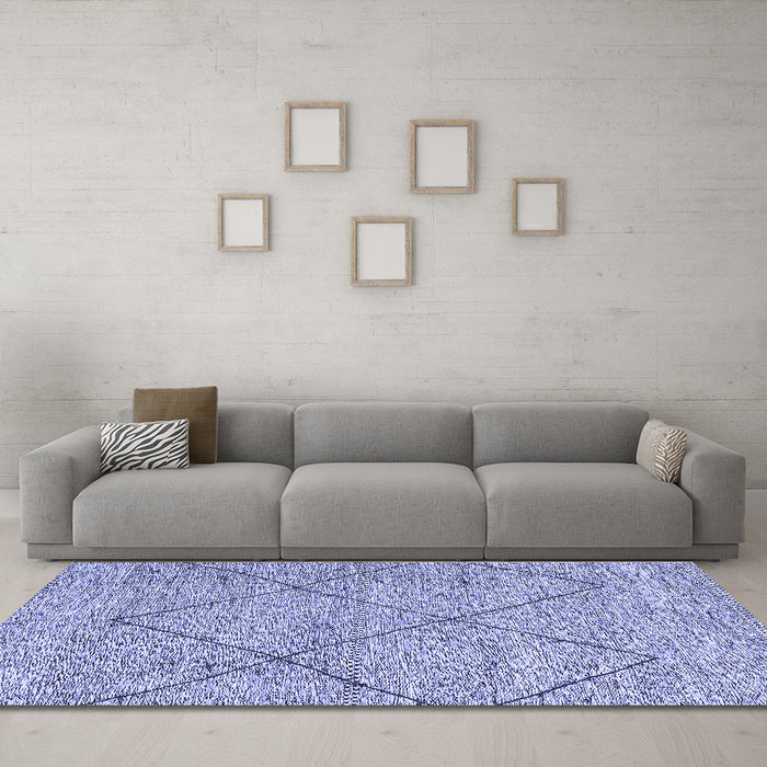 Machine Washable Abstract Blue Modern Rug in a Living Room, wshabs3071blu