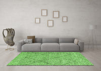 Machine Washable Abstract Green Modern Rug, wshabs3071grn