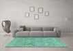 Machine Washable Abstract Turquoise Modern Area Rugs in a Living Room,, wshabs3071turq