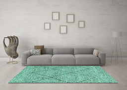 Machine Washable Abstract Turquoise Modern Area Rugs in a Living Room,, wshabs3071turq