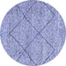 Round Abstract Blue Modern Rug, abs3071blu