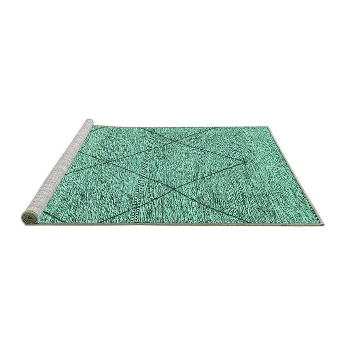Sideview of Machine Washable Abstract Turquoise Modern Area Rugs, wshabs3071turq