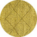 Round Machine Washable Abstract Yellow Modern Rug, wshabs3071yw