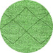 Round Abstract Green Modern Rug, abs3071grn