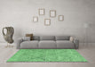 Machine Washable Abstract Emerald Green Modern Area Rugs in a Living Room,, wshabs3071emgrn