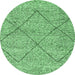 Round Abstract Emerald Green Modern Rug, abs3071emgrn