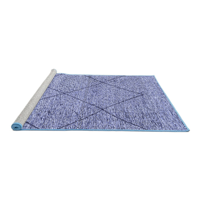 Sideview of Machine Washable Abstract Blue Modern Rug, wshabs3071blu