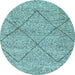 Round Abstract Light Blue Modern Rug, abs3071lblu