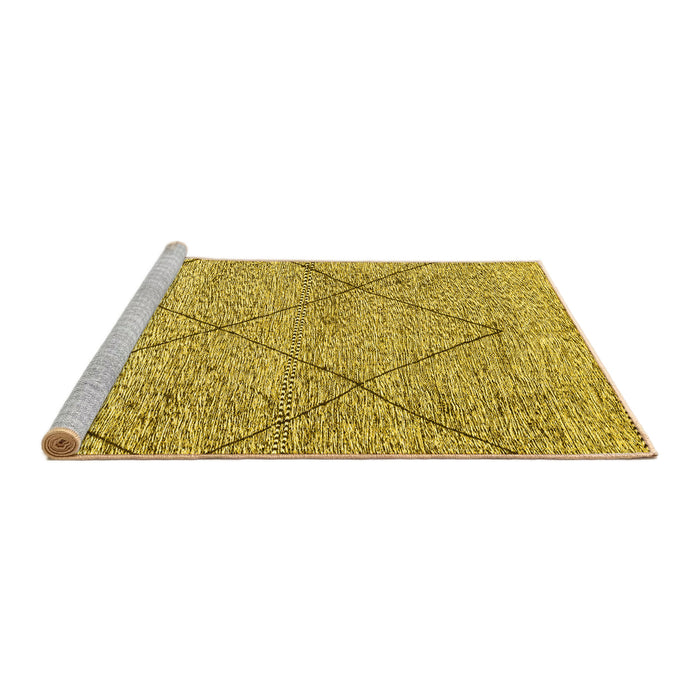 Sideview of Machine Washable Abstract Yellow Modern Rug, wshabs3071yw