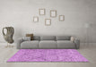 Machine Washable Abstract Purple Modern Area Rugs in a Living Room, wshabs3071pur