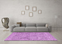 Machine Washable Abstract Purple Modern Rug, wshabs3071pur