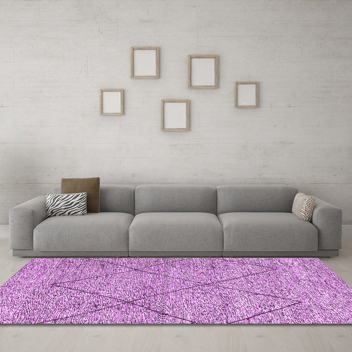 Machine Washable Abstract Purple Modern Area Rugs in a Living Room, wshabs3071pur