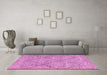 Machine Washable Abstract Pink Modern Rug in a Living Room, wshabs3071pnk