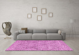 Machine Washable Abstract Pink Modern Rug in a Living Room, wshabs3071pnk
