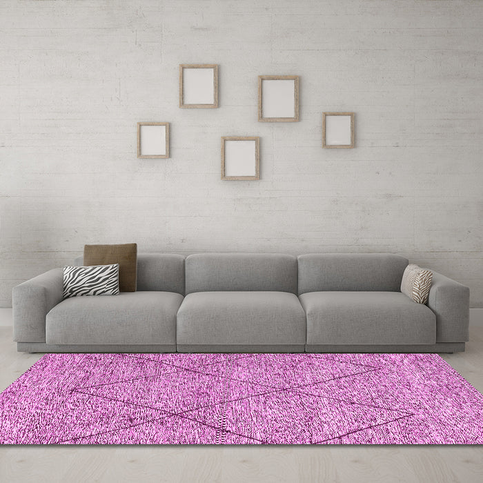 Machine Washable Abstract Pink Modern Rug in a Living Room, wshabs3071pnk