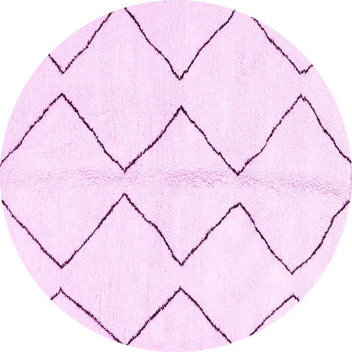 Round Machine Washable Solid Pink Modern Rug, wshabs3072pnk
