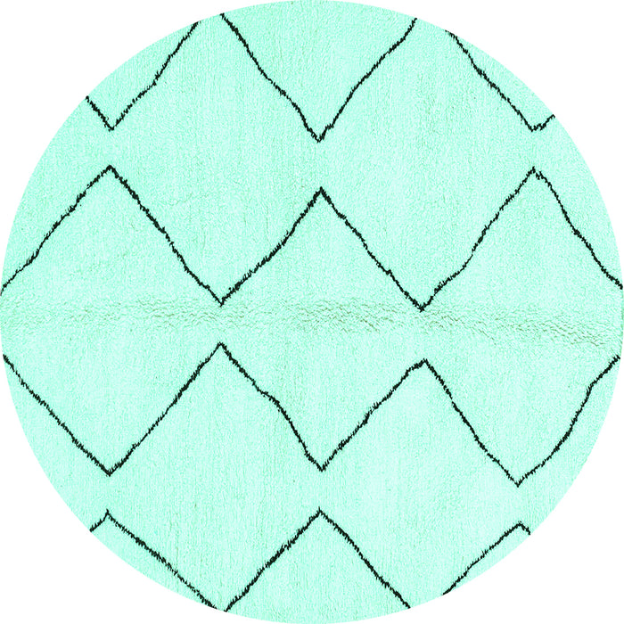 Round Machine Washable Solid Turquoise Modern Area Rugs, wshabs3072turq