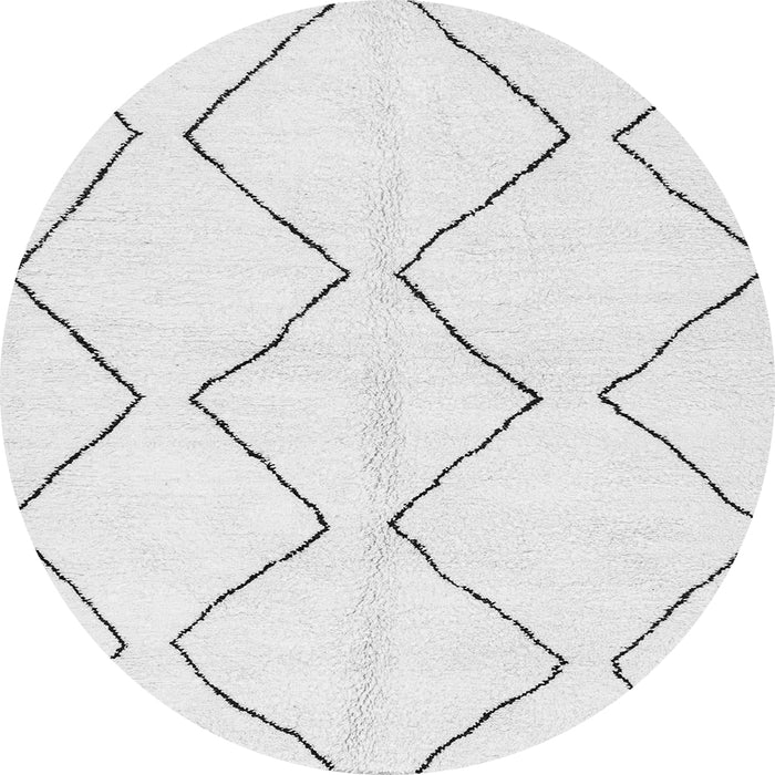 Round Machine Washable Solid Gray Modern Rug, wshabs3072gry