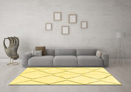 Machine Washable Solid Yellow Modern Rug in a Living Room, wshabs3072yw