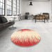 Round Abstract Bright Orange Solid Rug in a Office, abs3073