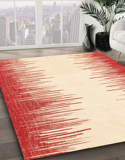 Abstract Bright Orange Solid Rug in Family Room, abs3073
