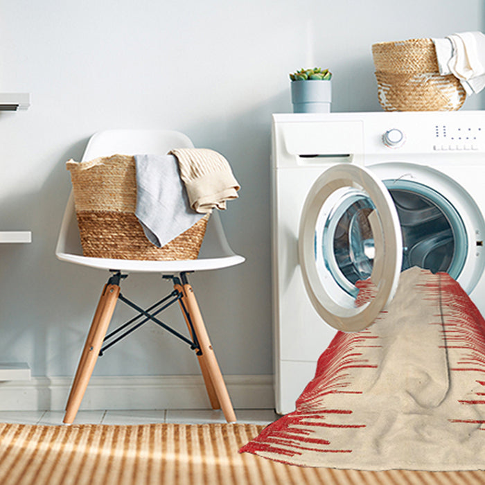 Machine Washable Abstract Bright Orange Rug in a Washing Machine, wshabs3073