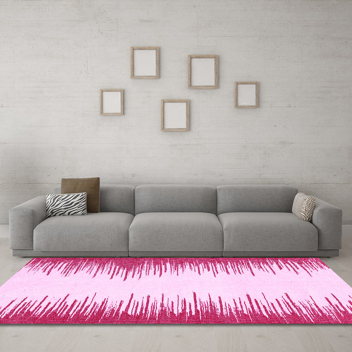 Machine Washable Solid Pink Modern Rug in a Living Room, wshabs3073pnk