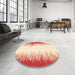 Round Machine Washable Abstract Bright Orange Rug in a Office, wshabs3073