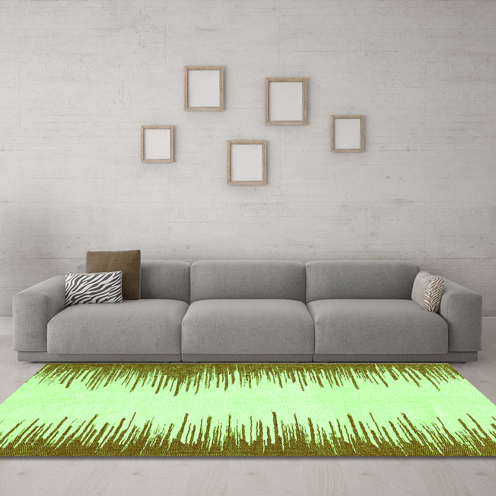 Machine Washable Solid Green Modern Area Rugs in a Living Room,, wshabs3073grn