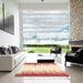 Square Abstract Bright Orange Solid Rug in a Living Room, abs3073