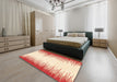 Machine Washable Abstract Bright Orange Rug in a Bedroom, wshabs3073