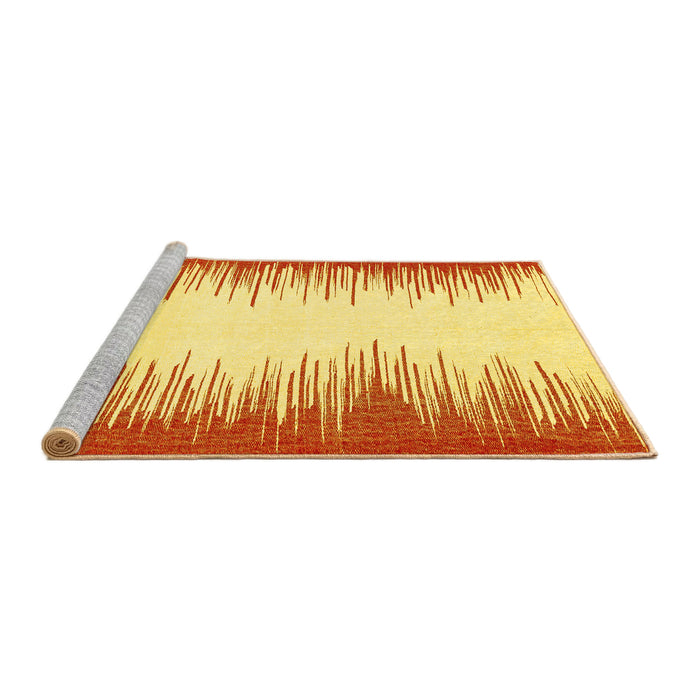 Sideview of Machine Washable Solid Yellow Modern Rug, wshabs3073yw