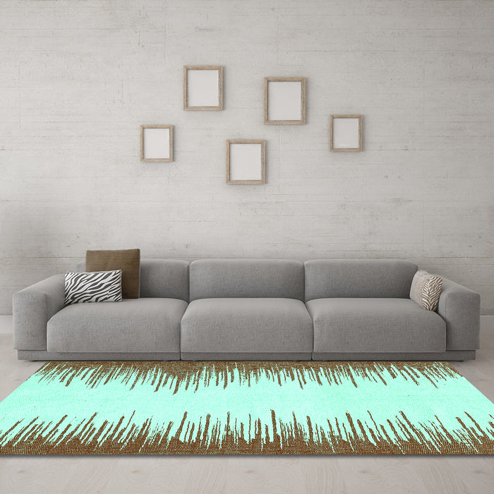 Machine Washable Solid Turquoise Modern Area Rugs in a Living Room,, wshabs3073turq