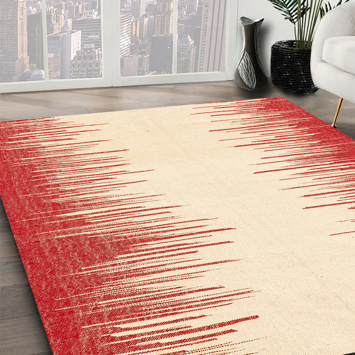 Machine Washable Abstract Bright Orange Rug in a Family Room, wshabs3073