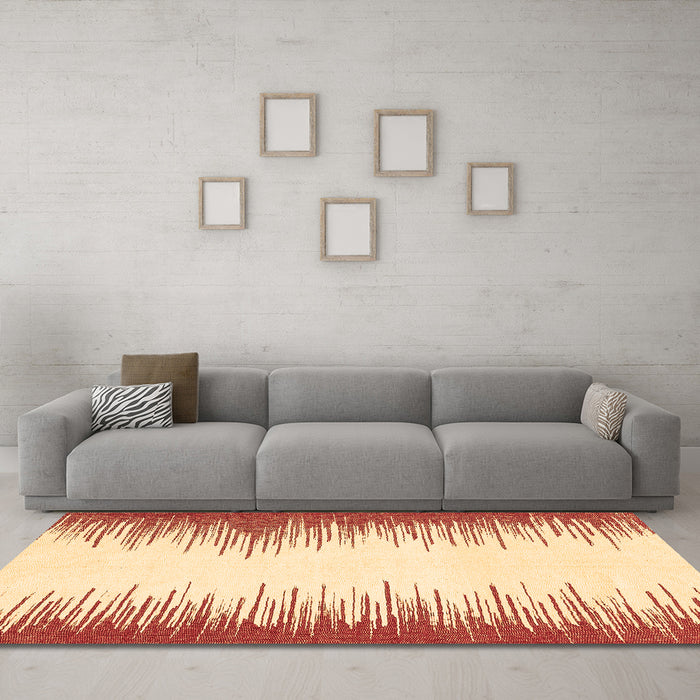 Machine Washable Solid Brown Modern Rug in a Living Room,, wshabs3073brn