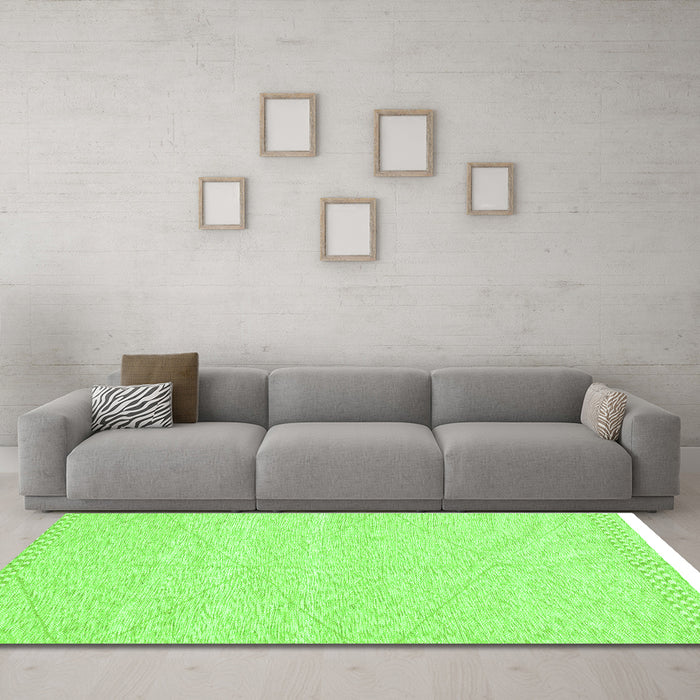 Machine Washable Solid Green Modern Area Rugs in a Living Room,, wshabs3074grn