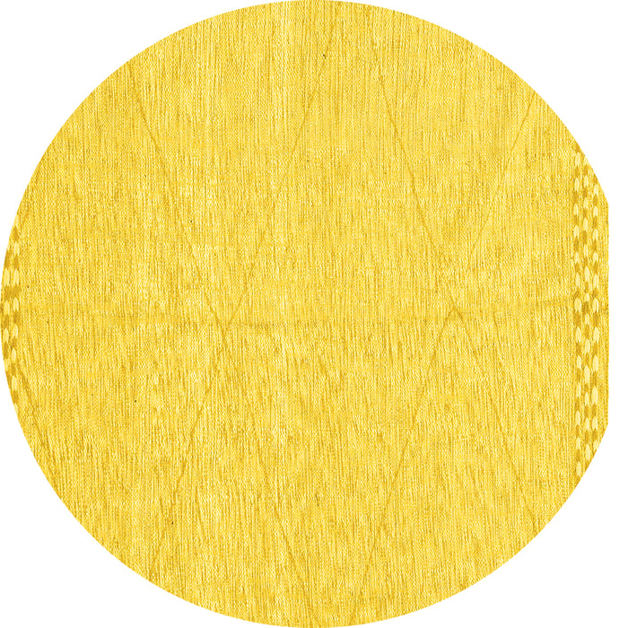 Round Solid Yellow Modern Rug, abs3074yw