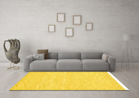 Machine Washable Solid Yellow Modern Rug, wshabs3074yw