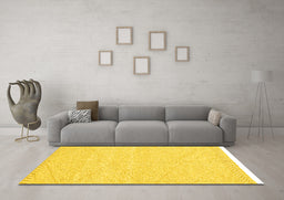 Machine Washable Solid Yellow Modern Rug in a Living Room, wshabs3074yw