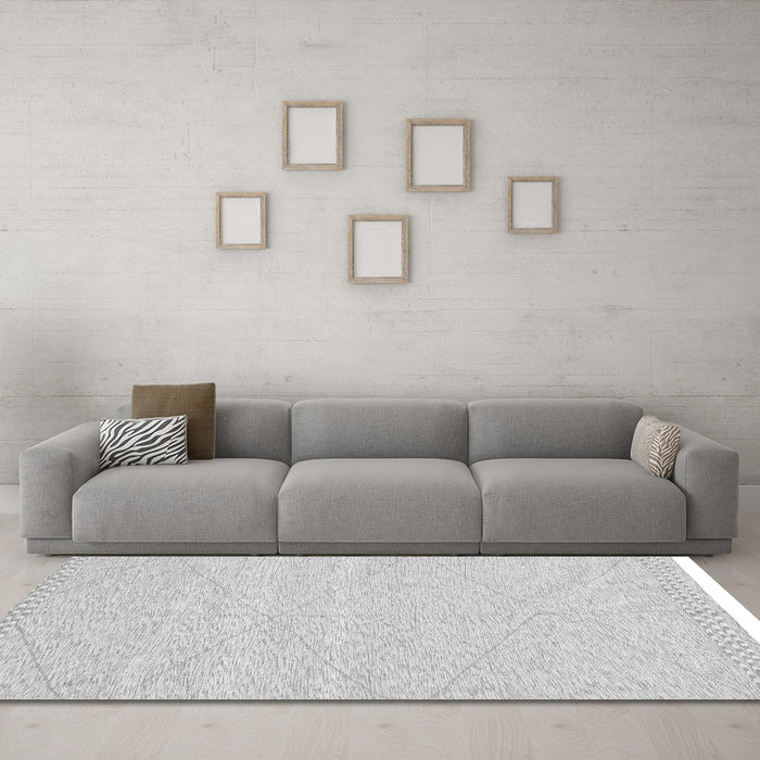 Machine Washable Solid Gray Modern Rug in a Living Room,, wshabs3074gry