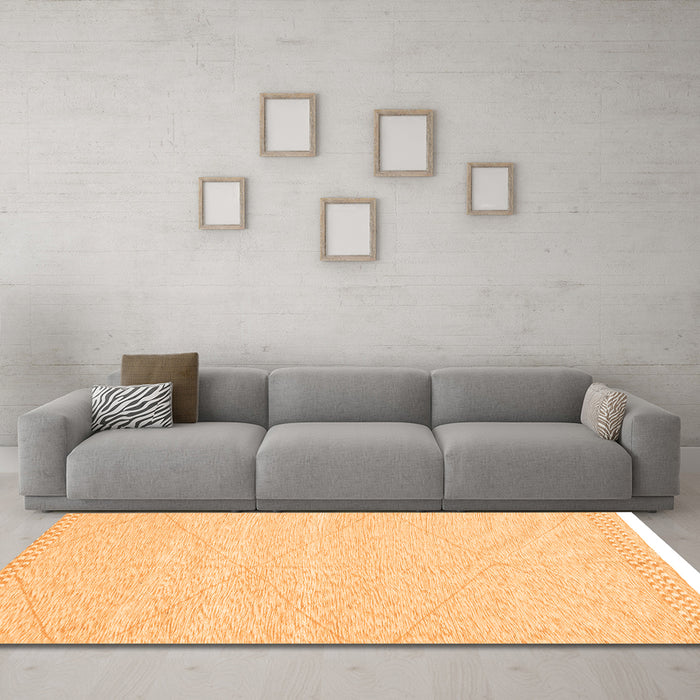 Machine Washable Solid Orange Modern Area Rugs in a Living Room, wshabs3074org