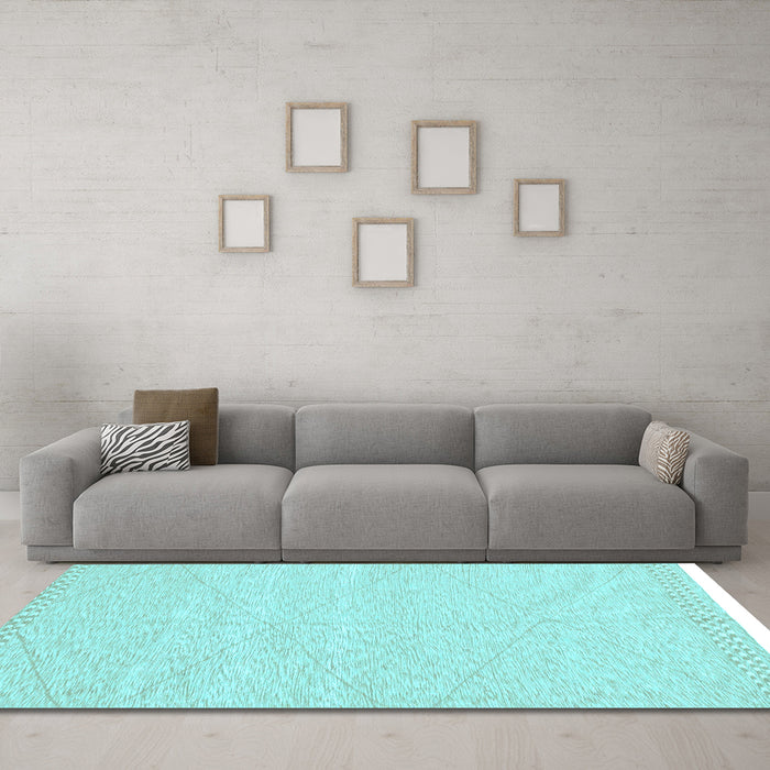 Machine Washable Solid Light Blue Modern Rug in a Living Room, wshabs3074lblu