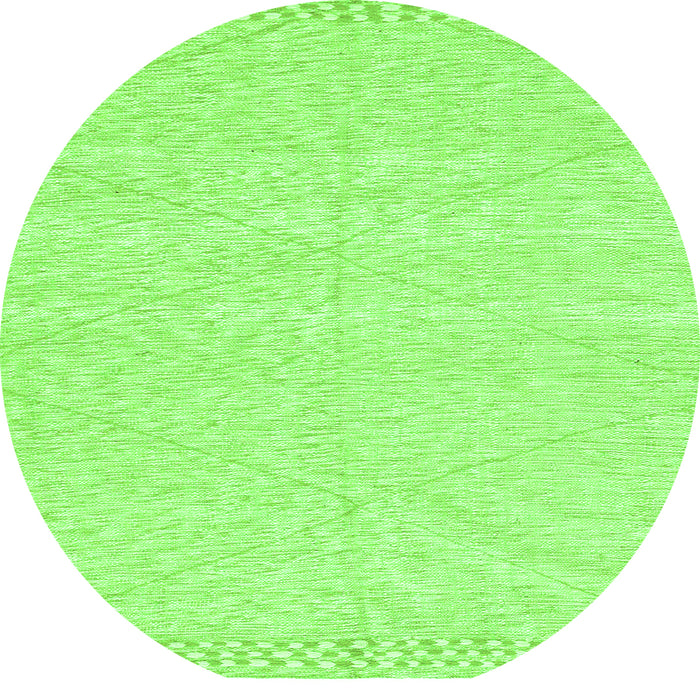 Round Machine Washable Solid Green Modern Area Rugs, wshabs3074grn