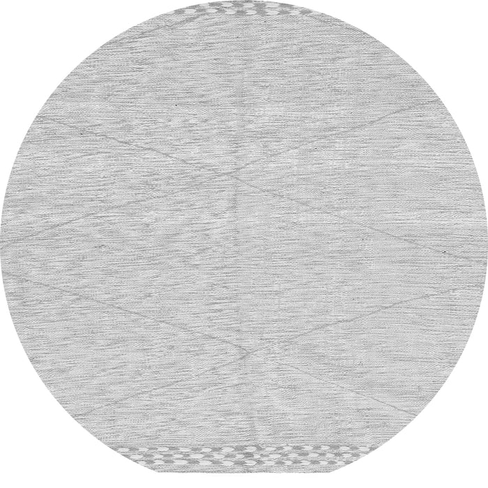 Round Machine Washable Solid Gray Modern Rug, wshabs3074gry